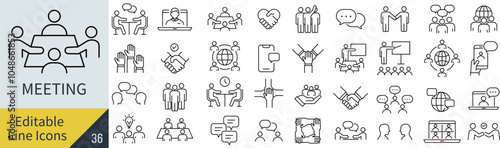 線の編集ができるミーティングに関するアイコンセット（アウトライン化していない）