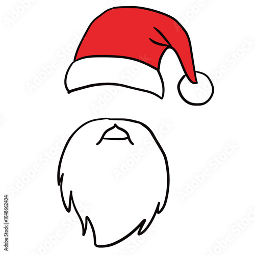 Santa hat Santa Claus Christmas dress up mask pretend illustration upper lip beard masquerade mask