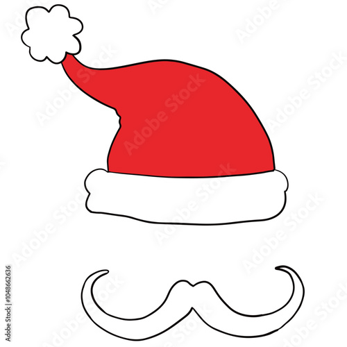Santa hat Santa Claus Christmas dress up mask pretend illustration upper lip beard masquerade mask