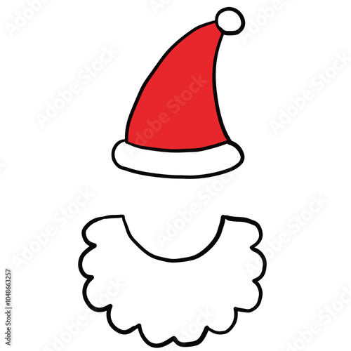 Santa hat Santa Claus Christmas dress up mask pretend illustration upper lip beard masquerade mask