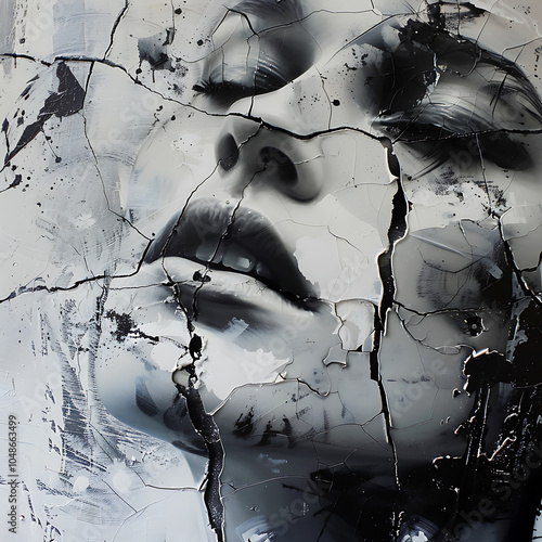 Broken picture of a young woman.