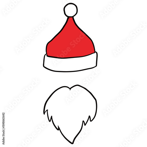 Santa hat Santa Claus Christmas dress up mask pretend illustration upper lip beard masquerade mask