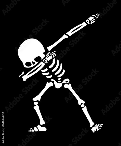 Black skeleton doing dab dance. funny skull dance.