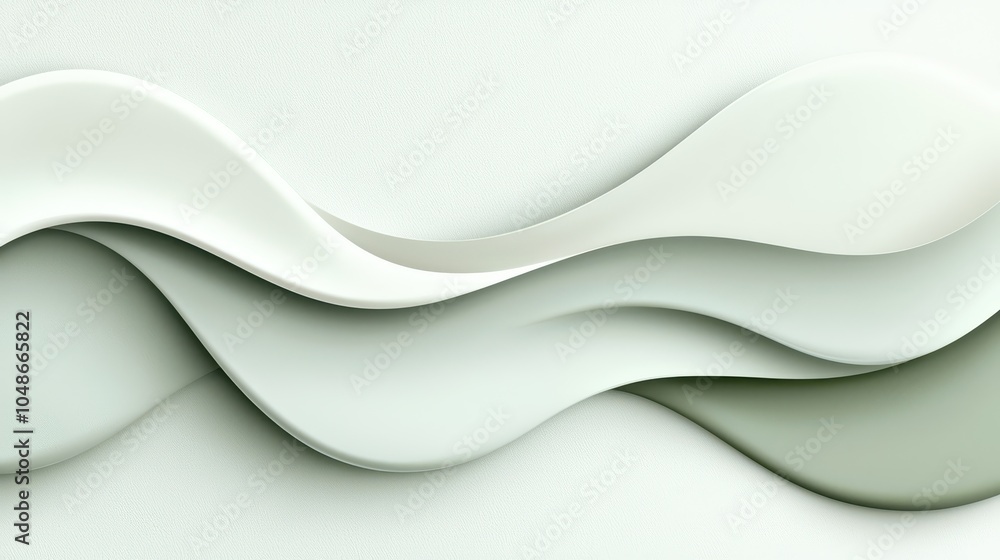 Fototapeta premium Abstract White Green Waves