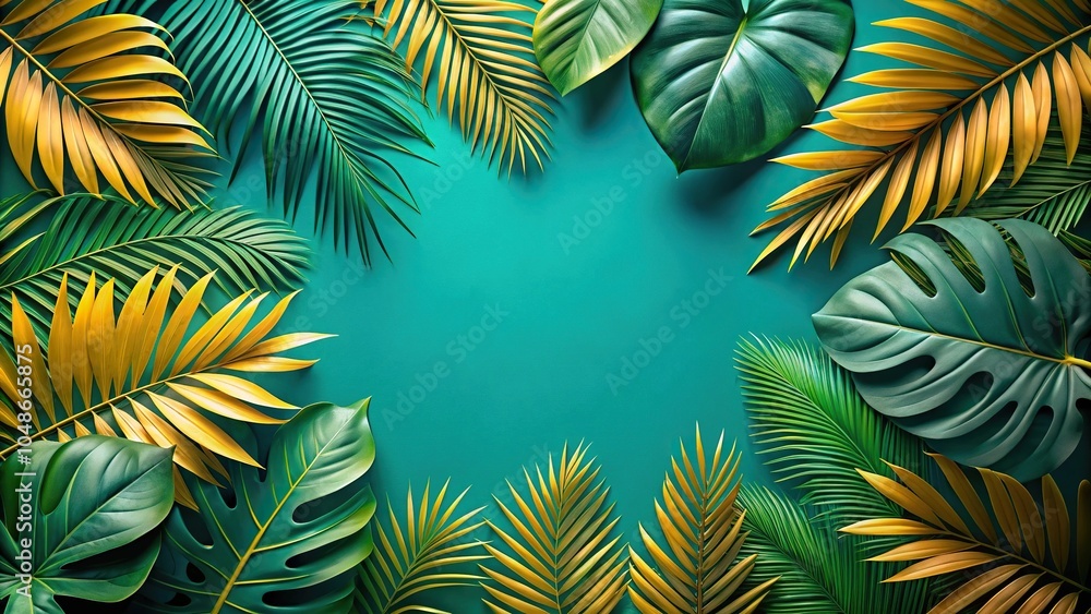 Tropical summer leaves in trendy colors background Long shot Tropical summer leaves in trendy colors background Long shot