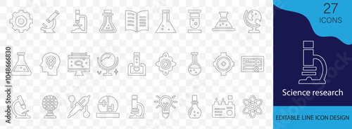 Science research  line icon set