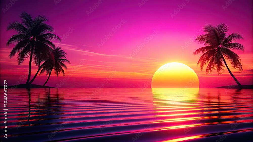 Tropical sunset with hot pink gradient Tropical sunset with hot pink gradient