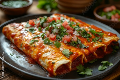 Wallpaper Mural Delicious Enchiladas with Cilantro and Tomato Salsa Torontodigital.ca