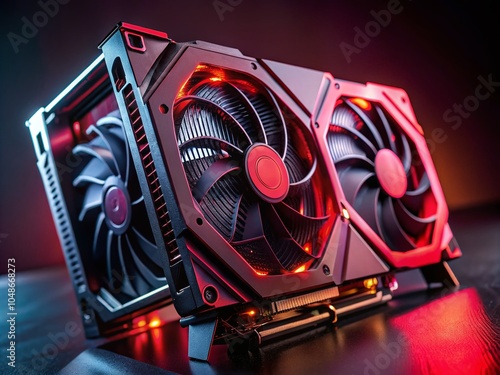 Silhouette of MSI MECH 2X Graphics Card in Red Light - Close-Up PC Hardware Photography photo