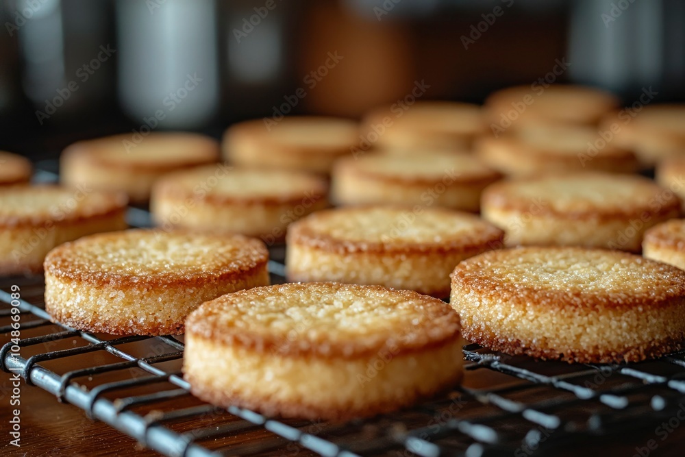 Close-up of Golden Brown Sugar Cookies Cooling on a Wire Rack Close-up of Golden Brown Sugar Cookies Cooling on a Wire Rack