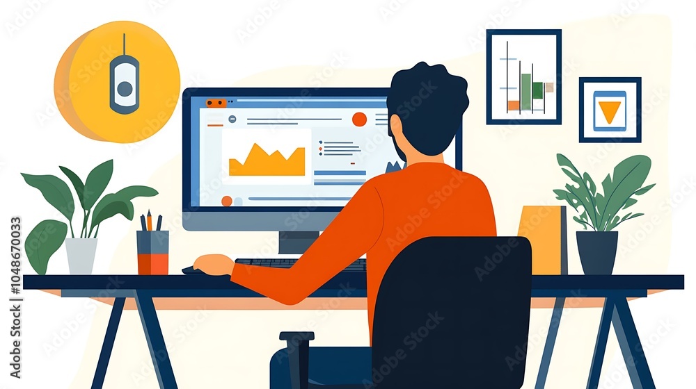 Fototapeta premium Professional attending an online training session in a cozy home office