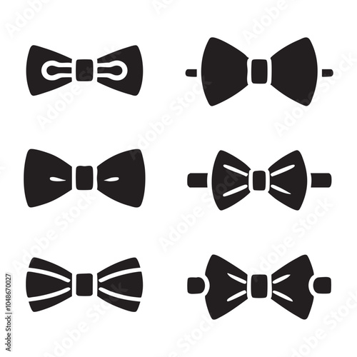 Set of bow tie silhouette on white background