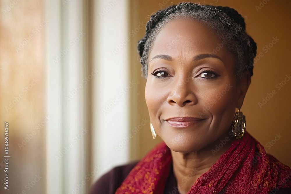 Softly Smiling Senior Woman in Natural Light With Gentle Shadows Highlighting Her Wisdom Softly Smiling Senior Woman in Natural Light With Gentle Shadows Highlighting Her Wisdom