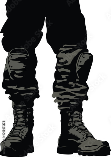 Soldier Boots Silhouette Vector Illustration