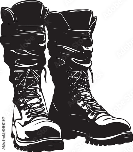 Soldier Boots Silhouette Vector Illustration