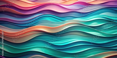 Abstract Wavy Pattern in Vibrant Hues of Blue, Teal, Orange, and Purple