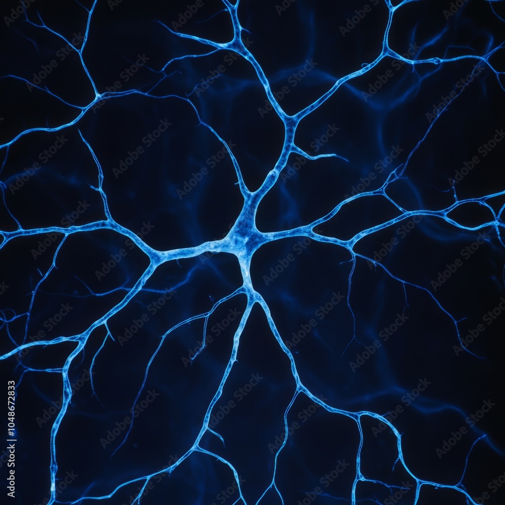 Abstract representation of neural connections in a blue hue. Abstract representation of neural connections in a blue hue.