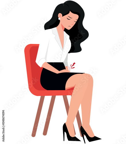Woman sitting with colic, illustration, for designer backgrounds