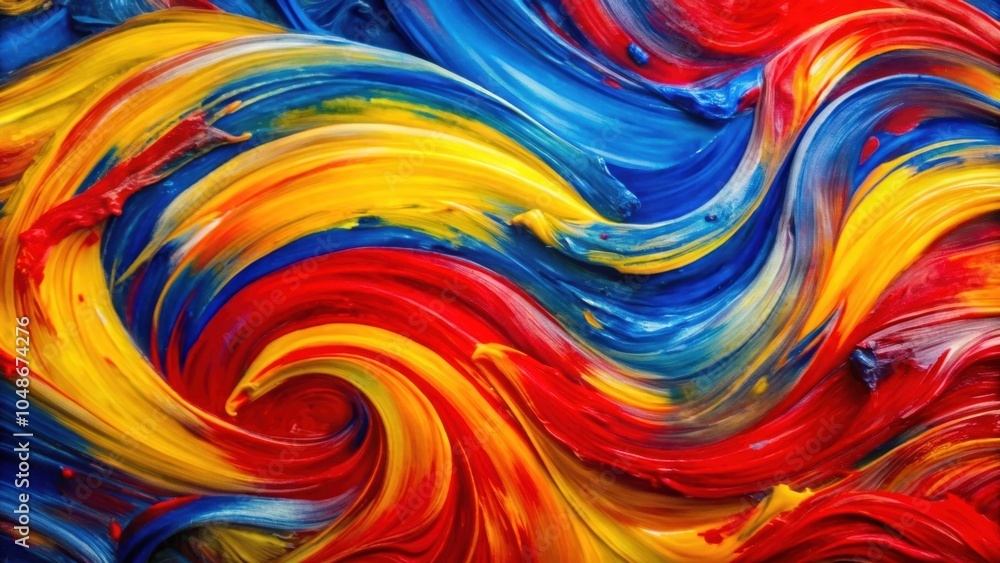 Abstract Swirls of Vibrant Red, Blue, and Yellow Acrylic Paint Abstract Swirls of Vibrant Red, Blue, and Yellow Acrylic Paint