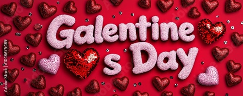 Colorful Galentine's Day theme with hearts and festive decorations on a vibrant background.