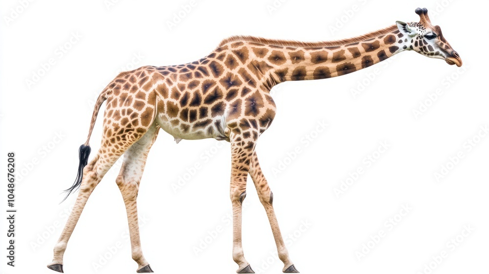 Naklejka premium Giraffe long neck safari animal isolated on white background