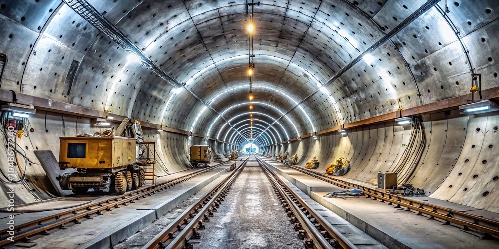Obraz premium Tunnel piperoof grouting displayed with precision and stability reflected in a stock photo