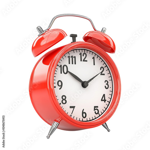 Vibrant Red Retro Alarm Clock Capturing Time in a Classic Design photo