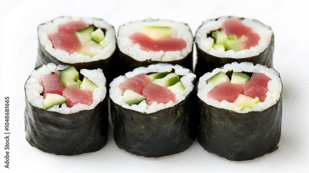 Tuna sushi isolated on white background. Generative AI. Tuna sushi isolated on white background. Generative AI.