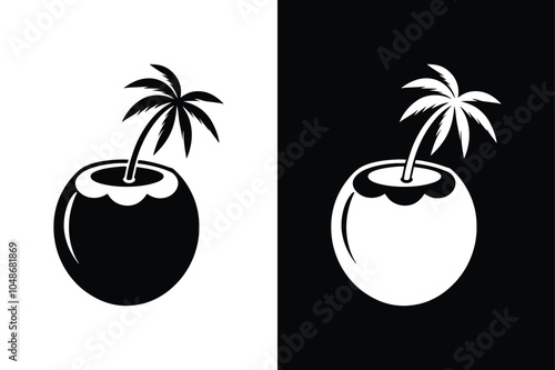 Coconut Cocktail vector icon illustration on a white background.	