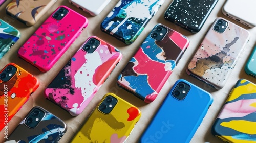 A Collection of Colorful Phone Cases with Abstract Designs photo