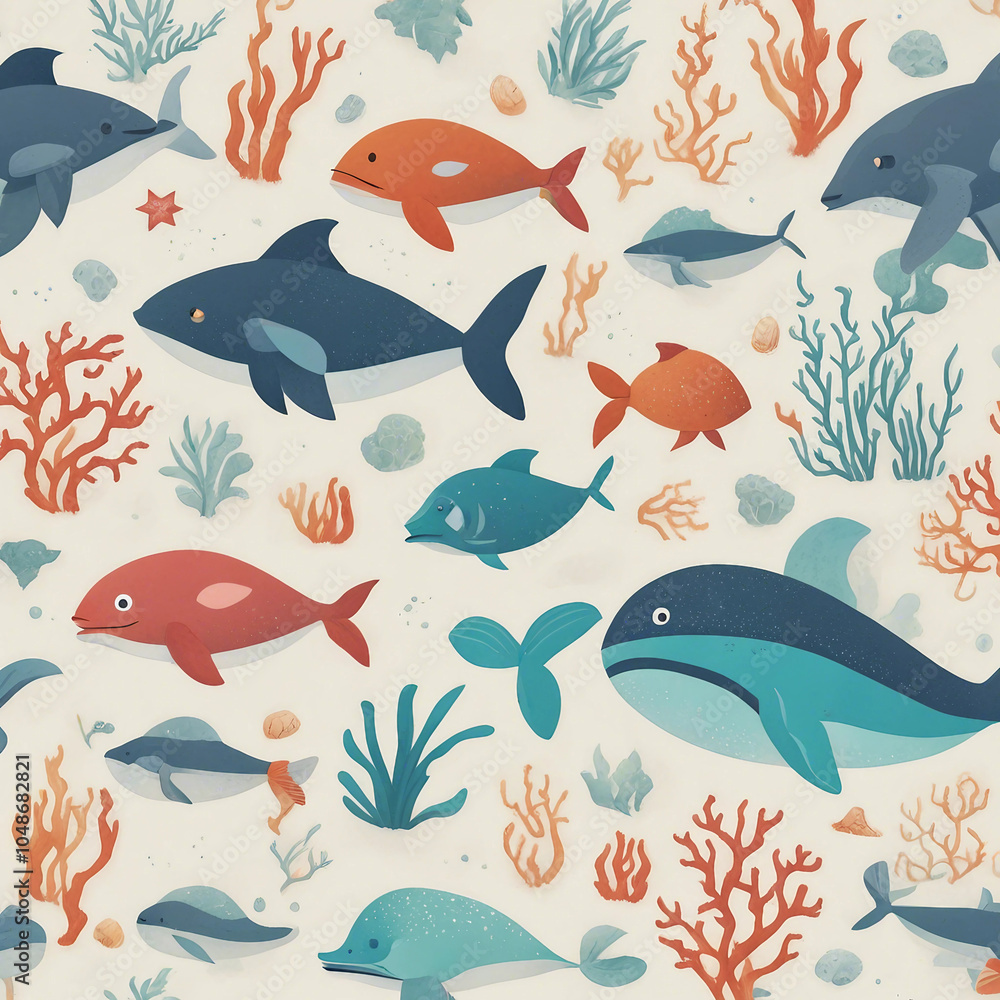 cute sea animal illustration background cute sea animal illustration background