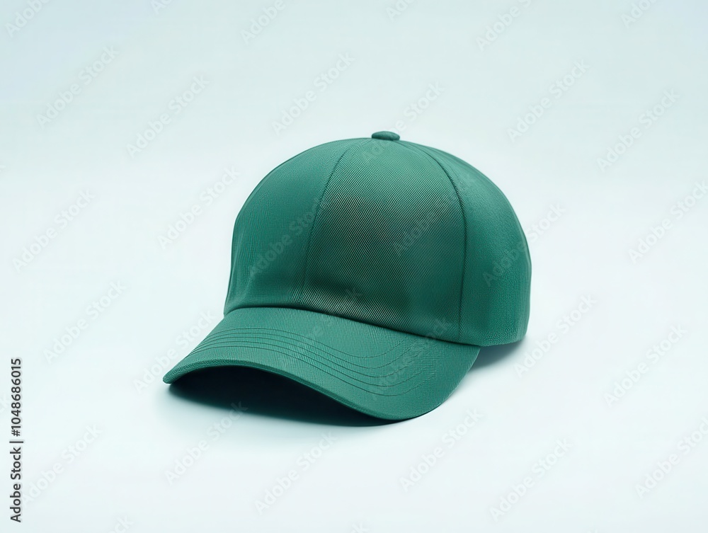 Fototapeta premium minimalist green cap resting on a pristine white background, emphasizing simplicity and style in fashion accessories
