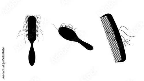 hair loss, black isolated silhouette