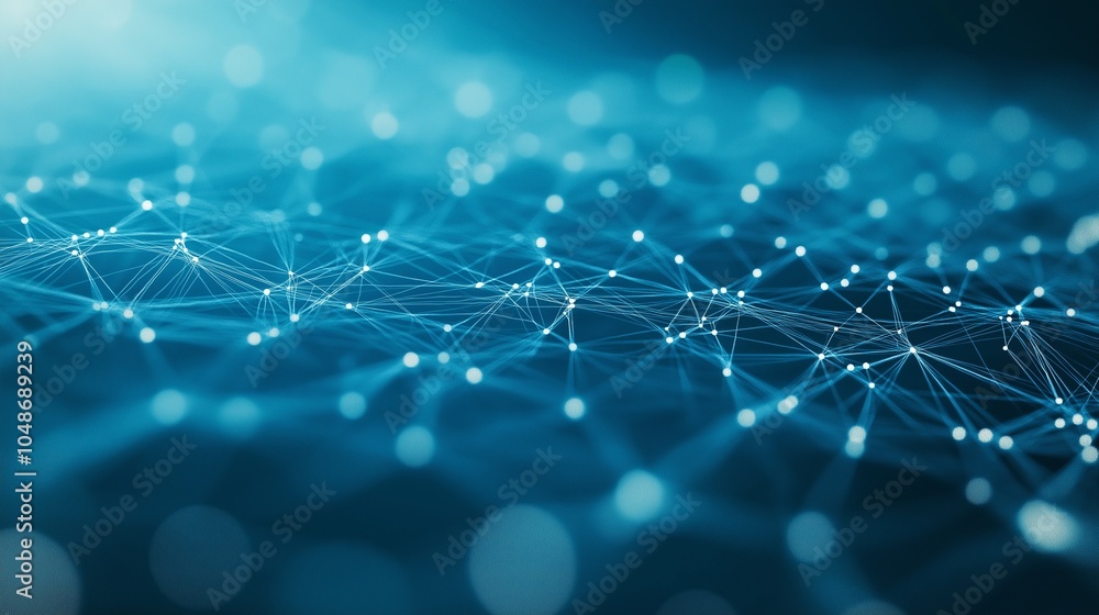 Obraz premium abstract background featuring interconnected nodes and lines in blue and white