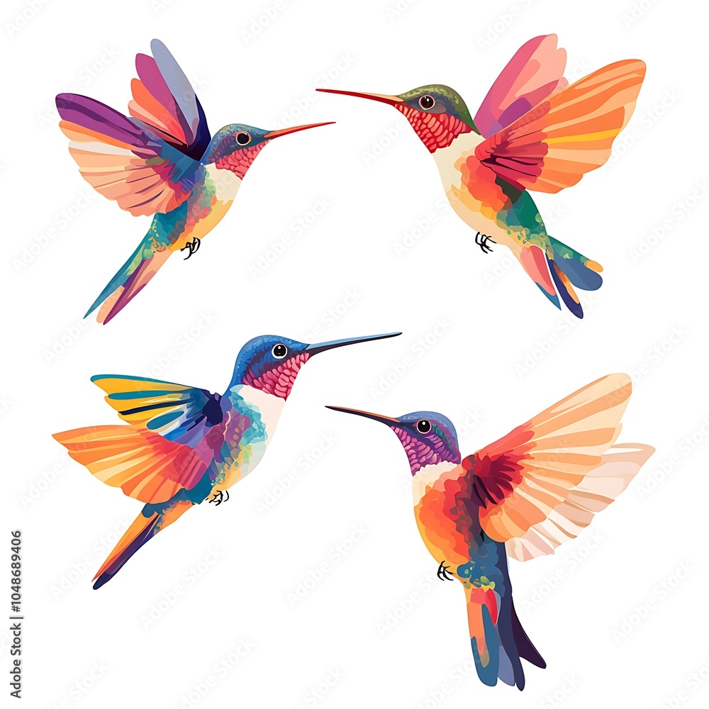 Obraz premium Stylish vector illustration of a hummingbird, perfect for modern designs.