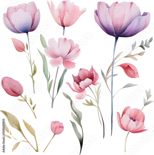 pink tulips seamless pattern