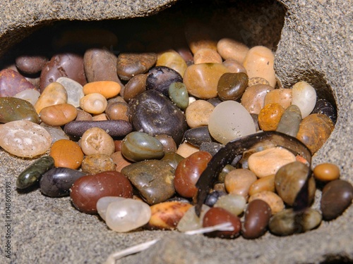 Tafoni and pebbles close up