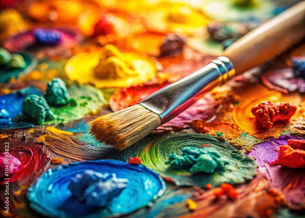 Obraz premium Vibrant Paint Mixing for Colorful Artistic Palette Creation - A Visual Delight of Colors and Techniques