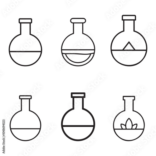 Chemical flask vector line icon