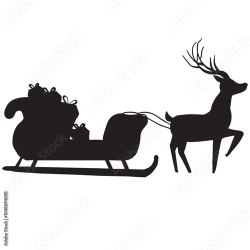 Sleigh silhouette animal sleigh celebration decoration black fly country holiday