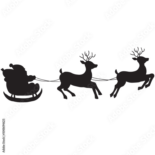Sleigh silhouette animal sleigh celebration decoration black fly country holiday