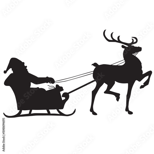 Sleigh silhouette animal sleigh celebration decoration black fly country holiday