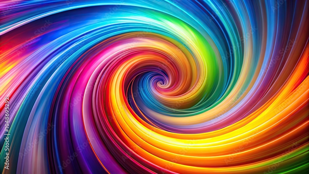 Obraz premium Twisting spiral of vivid colors with reflective surface, conveying dynamism