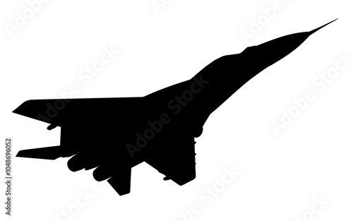 Vector illustration of silhouette fighter jet, war plane. Silhouette of the multirole aircraft isolated on white background