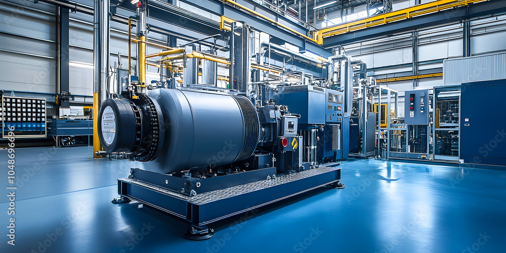 A large industrial air compressor system operating in a modern ...