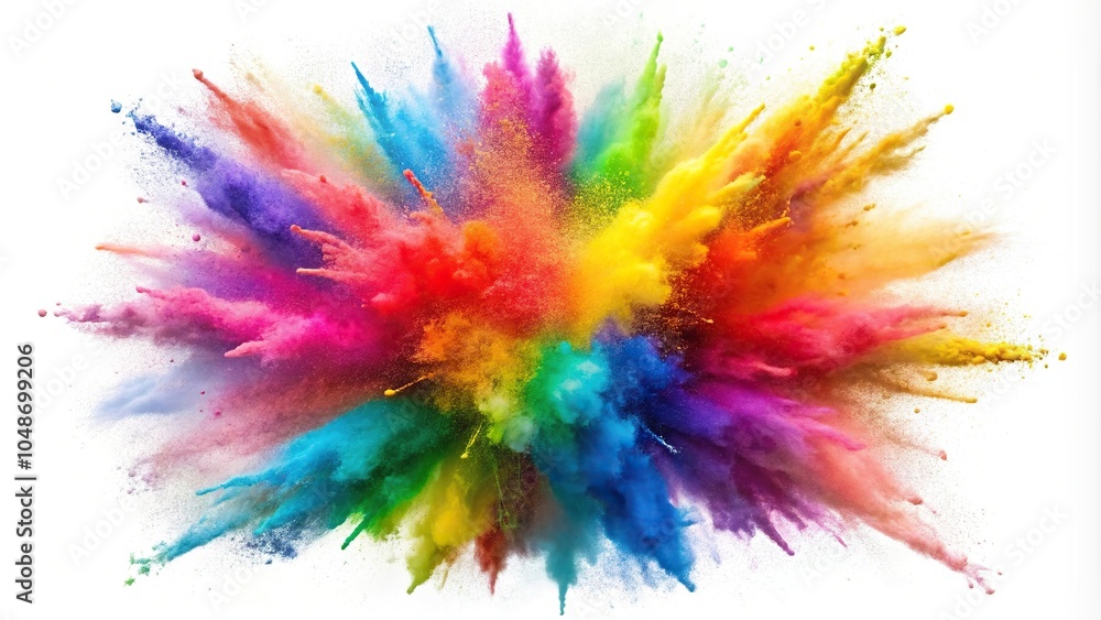 explosion of colorful powder on white background explosion of colorful powder on white background