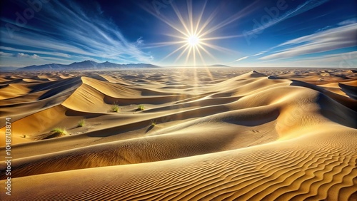 Ultra desert dunes sparkle like diamonds in sunlight from high angle view photo