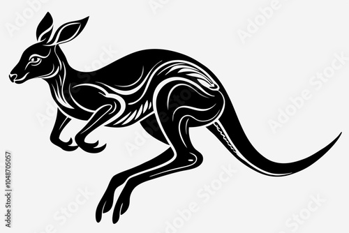 Dynamic Kangaroo Silhouette Design photo