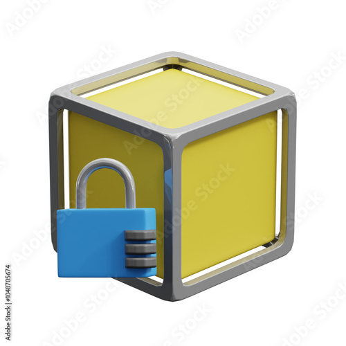 lock key 3d render blockchain illustration