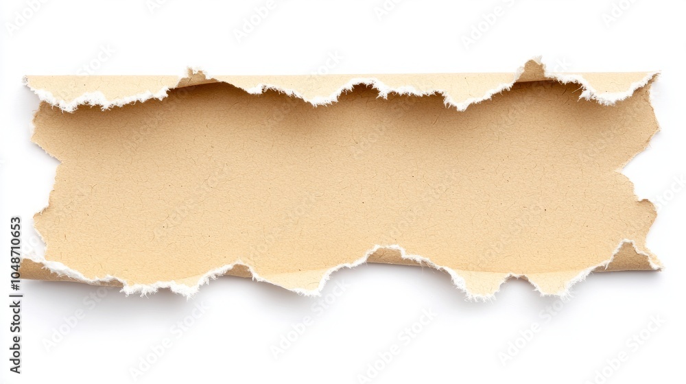 Torn brown paper with jagged edges on white background. Torn brown paper with jagged edges on white background.